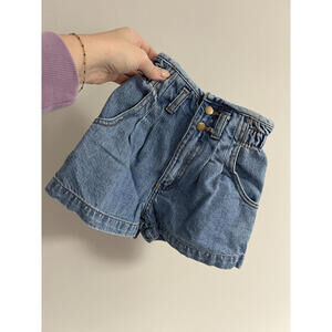 Vintage Clifford & Wills Girls Denim High Waisted Denim Paper Bag Shorts
